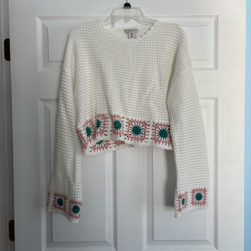 Sincerely Jules Crochet Floral Sweater